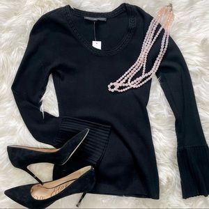 NWT 🖤 Black White House Black Market Scoop Neck Sweater with Bell sleeves - XS